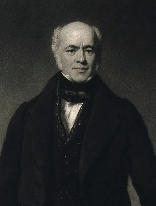 Portrait of Francis Baily: an older man with white hair, in a dark coat and a black neckcloth.